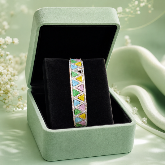 Pastel Geometric 925 Sterling Silver Designer Bracelet for Women SBR2602