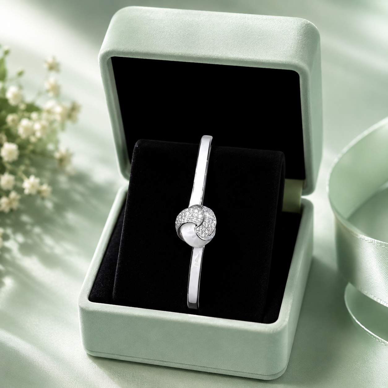 Elegant Pearl Knot 925 Sterling Silver Bracelet for Women SBR2610