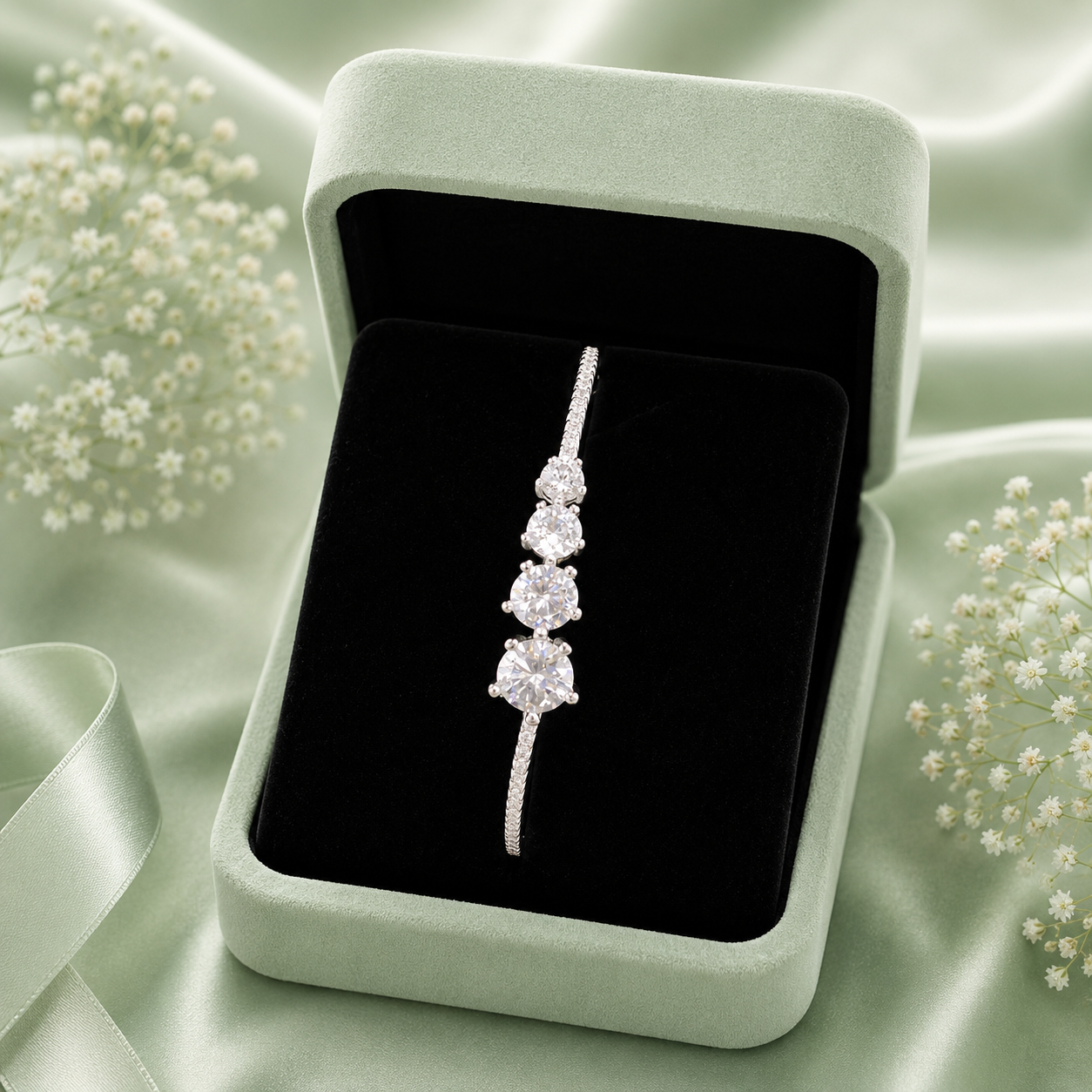 Classic Solitaire Cluster 925 Sterling Silver Elegant Bracelet for Women SBR2542