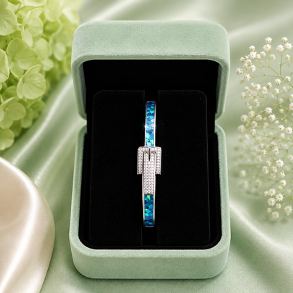 Blue Opal Inlay 925 Sterling Silver Designer Bracelet for Women SBR2612