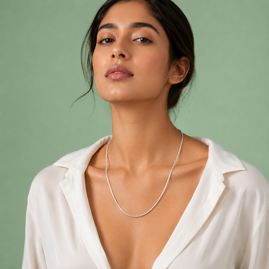 Classic Silver Box Chain Necklace – Sleek Minimal Elegance SCH2187