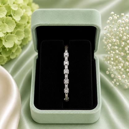 Geometric Crystal Line 925 Sterling Silver Elegant Bracelet for Women SBR2636