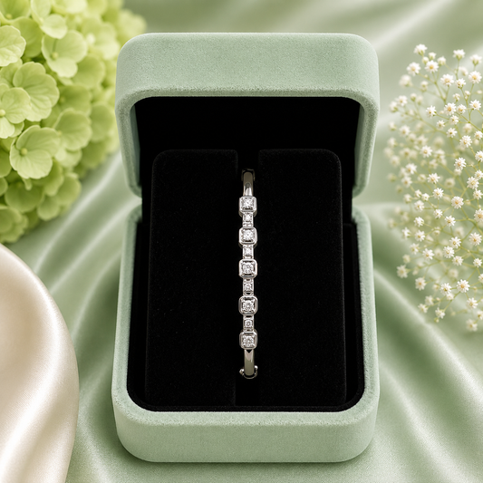 Geometric Crystal Line 925 Sterling Silver Elegant Bracelet for Women SBR2636