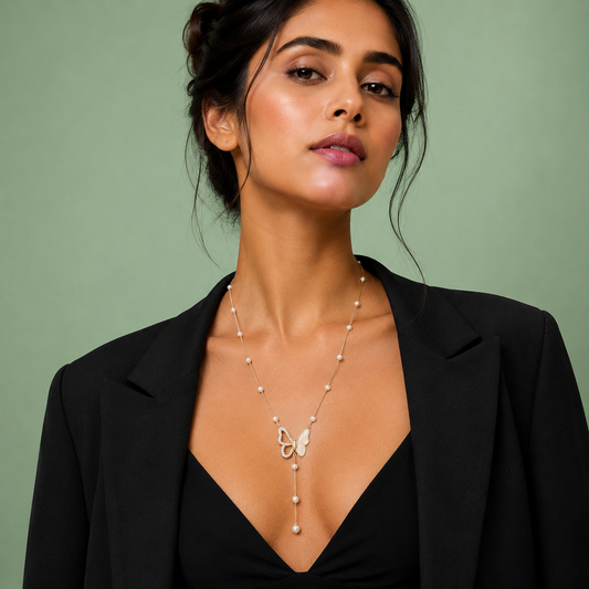 Butterfly Grace Pearl 925 Silver Necklace SCH 2019