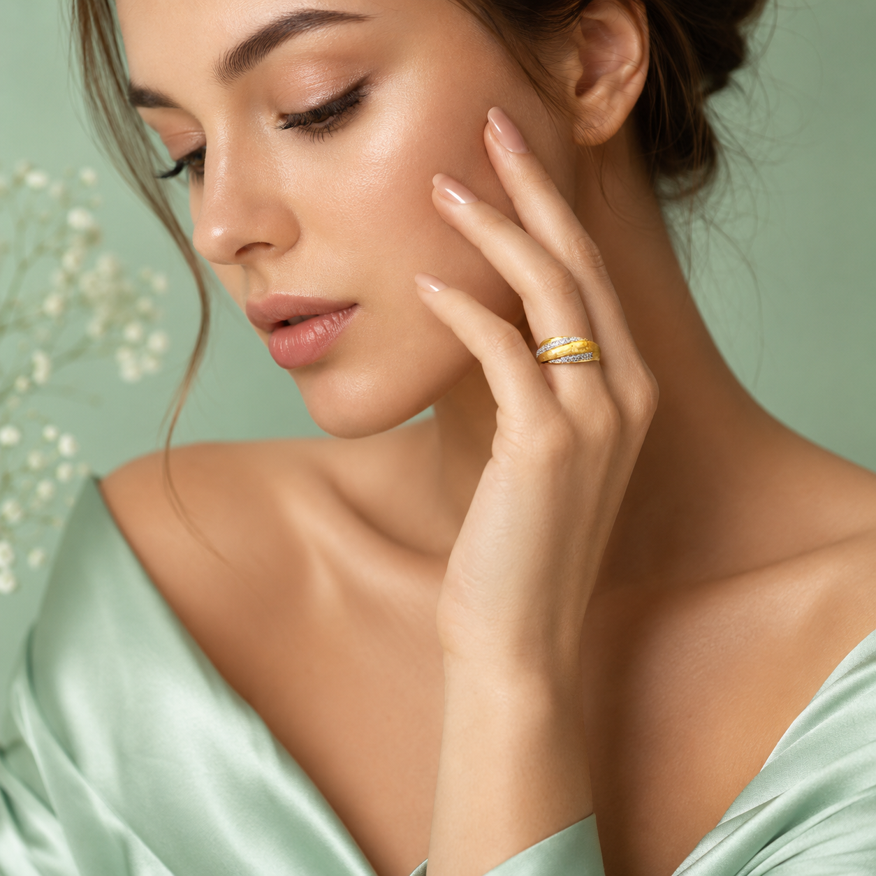 925 Sterling Silver Dual Sparkle Band Ring for Women | Elegant Diamond-Cut Designer Ring IRM3710