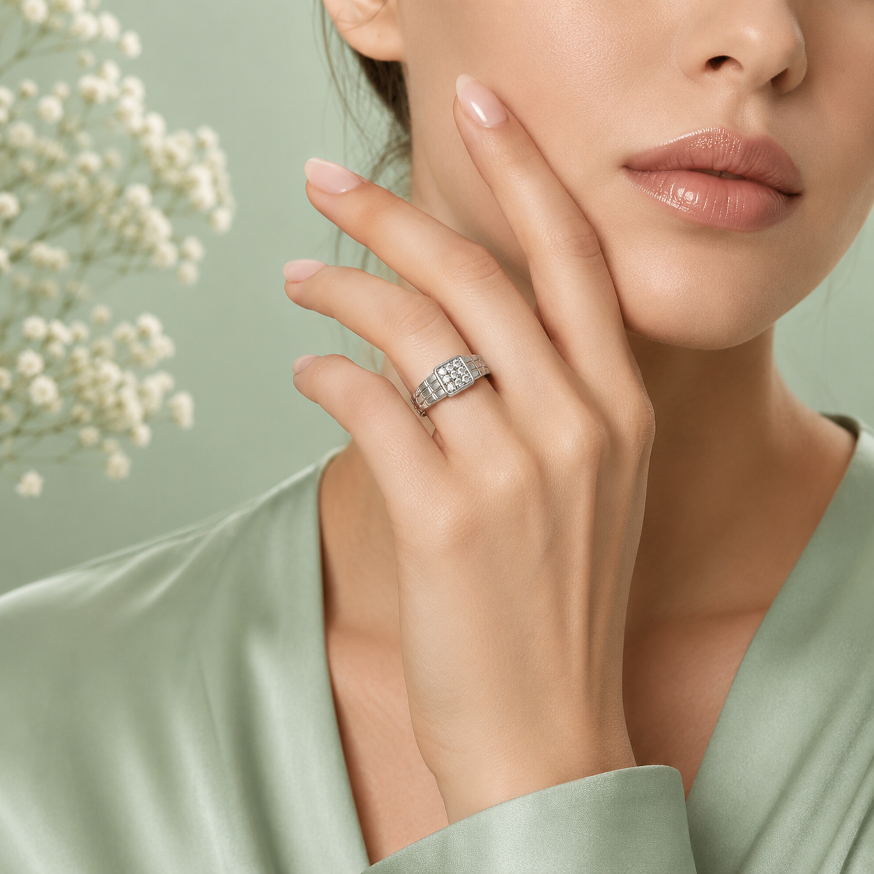 925 Pure Silver Diamond Cluster Ring for Men | Premium Sterling Silver Statement Ring IRM4777