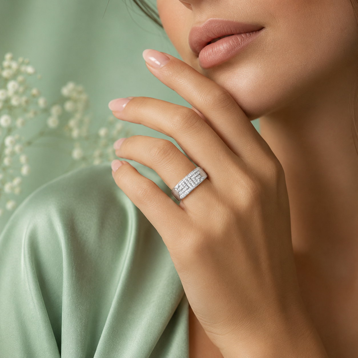 925 Pure Silver Geometric CZ Stone Ring for Men | Premium Statement Ring IRM4784