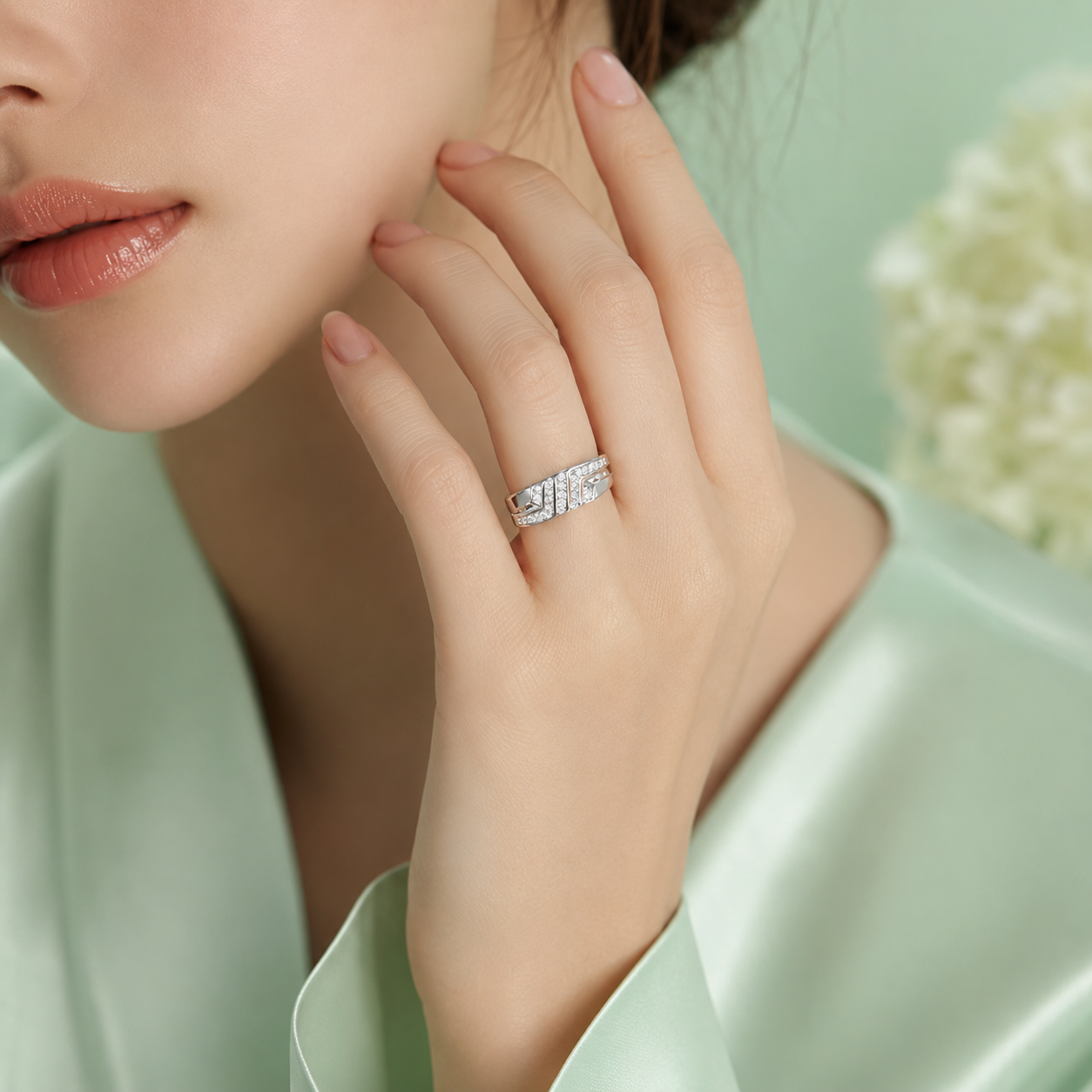 925 Pure Silver Geometric CZ Diamond Ring for Men & Women | Premium Sterling Silver Statement Band IRM4780
