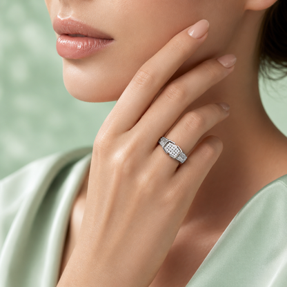 925 Pure Silver Diamond-Cut Cluster Ring for Men | Premium CZ Stone Statement Ring IRM4783