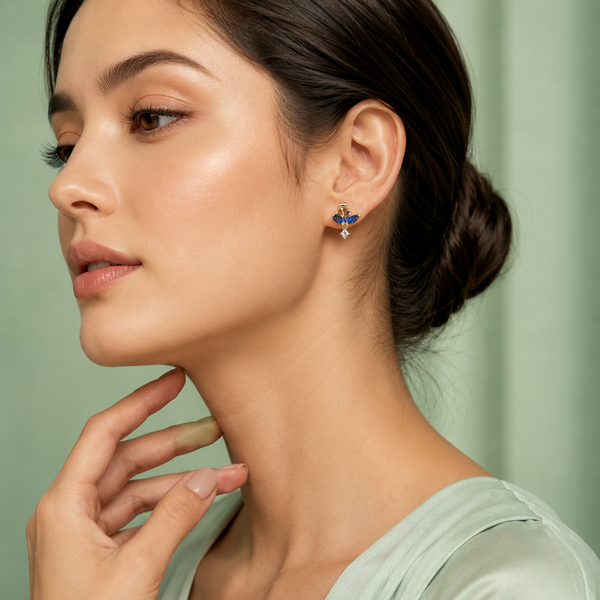 Enchanting Sapphire Bloom Stud Earrings – Pure 925 Sterling Silver Floral Design STB1580