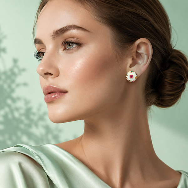 Celeste Mosaic Stud Earrings – Pure 925 Sterling Silver & Multicolor Gemstone Elegance STB1735