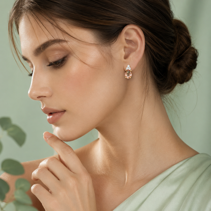 Blush Radiance Pear-Cut Earrings in Pure 925 Sterling Silver STB1545