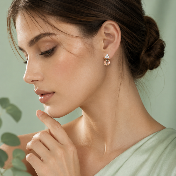 Blush Radiance Pear-Cut Earrings in Pure 925 Sterling Silver STB1545