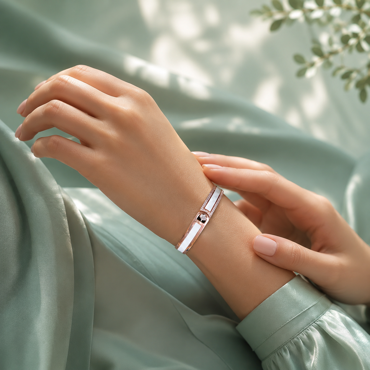 Elegant Rose Gold Minimalist 925 Sterling Silver Bracelet for Women SBR2625