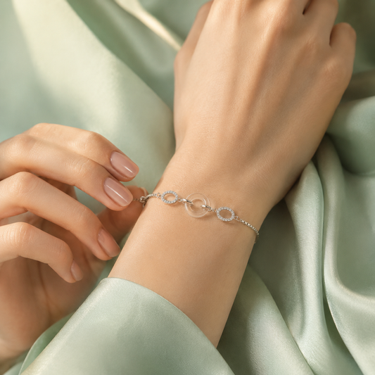 Infinity Glow 925 Sterling Silver Bracelet with Crystal Rings SBR2896