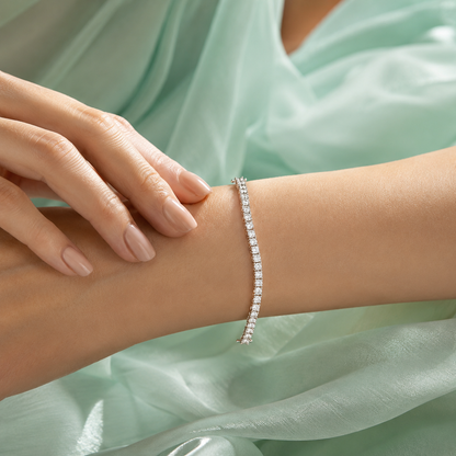 Classic Tennis Style Zircon 925 Sterling Silver Bracelet SBR2557