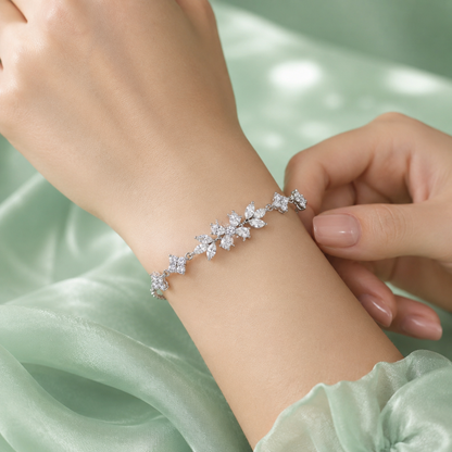 925 Silver Floral Marquise Stone Bracelet  SBR2901