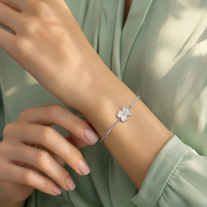 925 Silver Clover Charm Bracelet with Mother of Pearl SBR2894