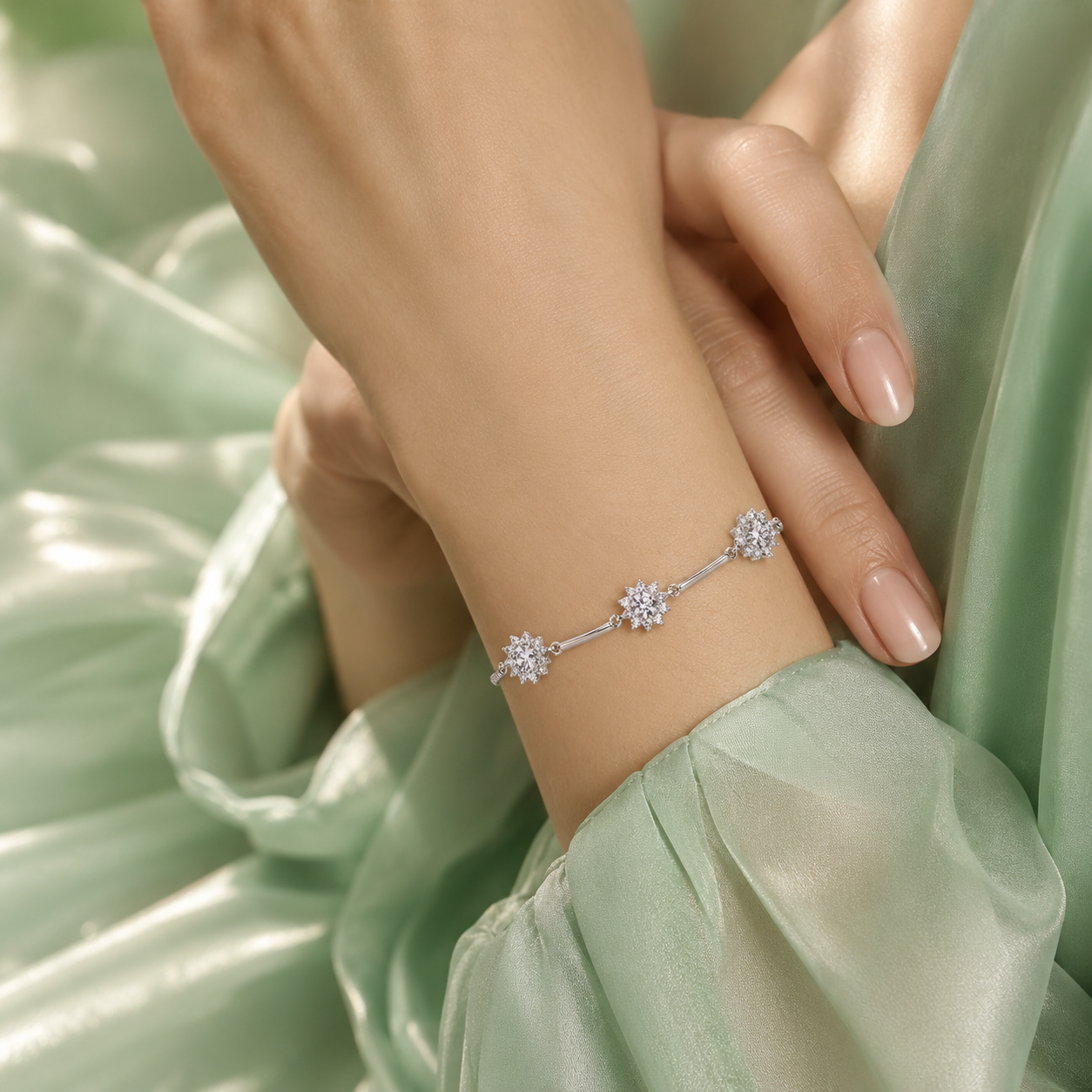 925 Silver Floral Sparkle Bracelet SBR2931