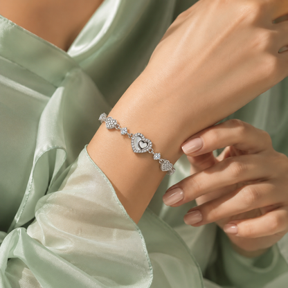 925 Silver Double Heart Charm Bracelet SBR2917
