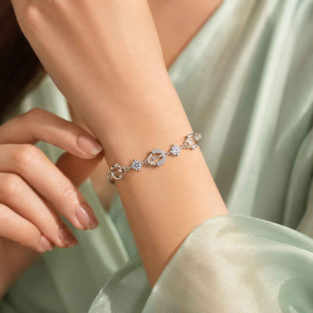 925 Silver Tulip Sparkle Bracelet SBR2911