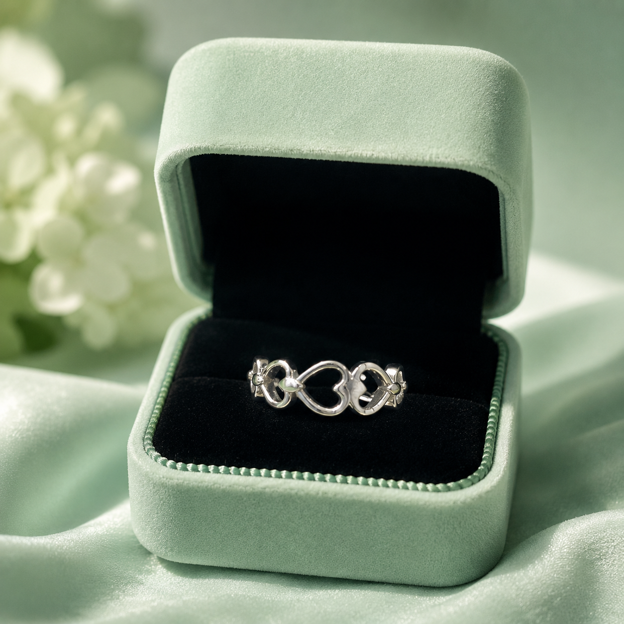 925 Sterling Silver Interlinked Heart Ring for Women | Elegant Love Band IRM4613