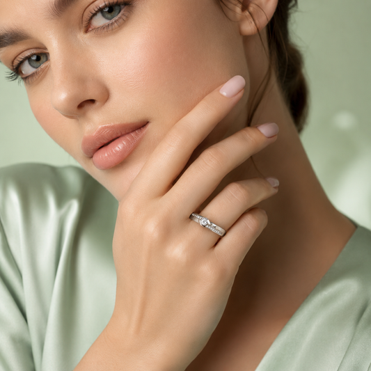 925 Pure Sterling Silver Solitaire Diamond-Style Ring for Women | Elegant Sparkle Band IRM3949