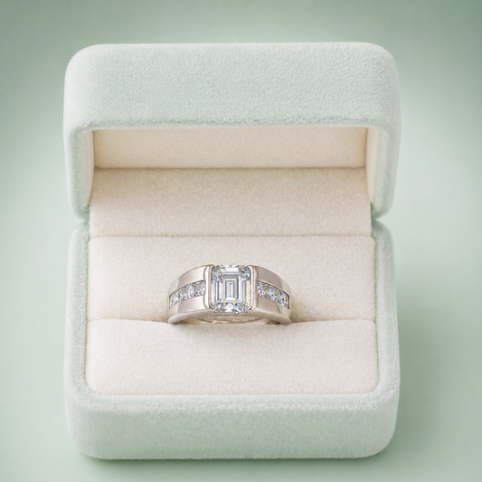 Sinara Imperial Emerald Cut 925 Silver Ring IRM 3853