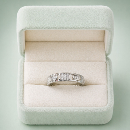 Sinara Modern Link 925 Silver Ring IRM 3904