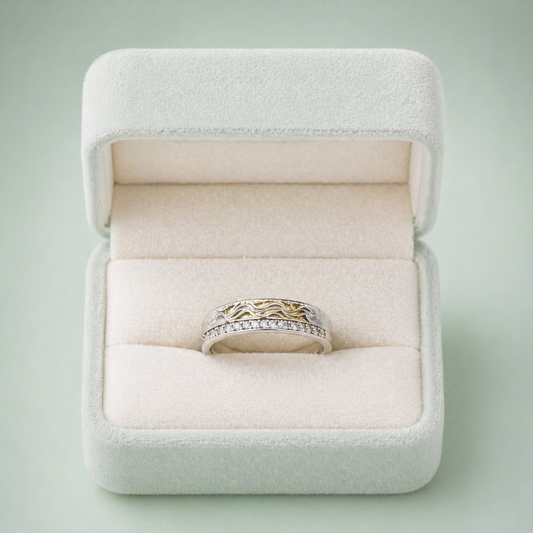 Sinara Golden Wave 925 Silver Ring IRM 3898