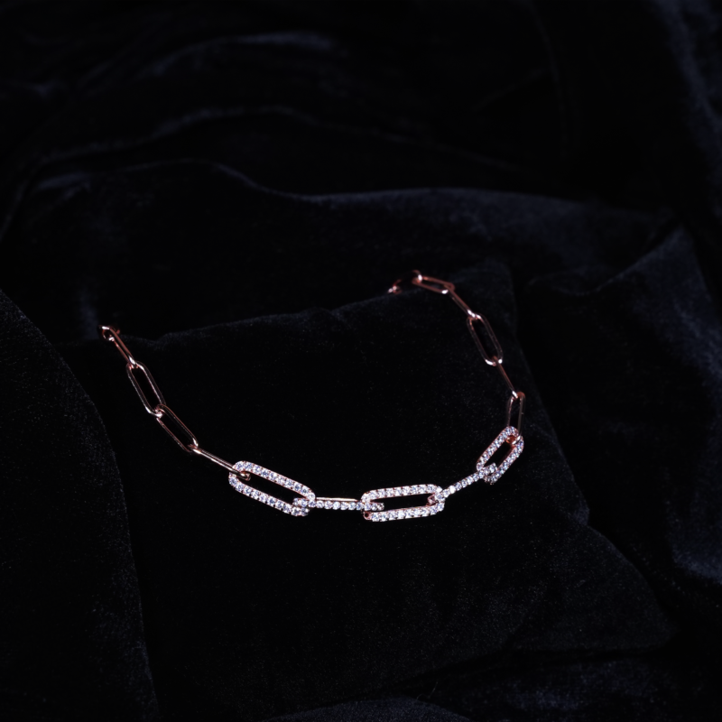 Rose Gold-Plated Stainless Steel Stone Studded Necklace - Image 2