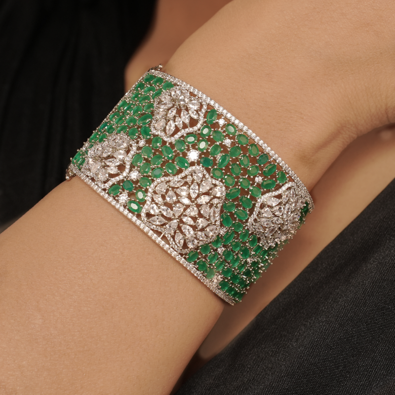 Green Rhodium-Plated Cubic Zirconia Bracelet