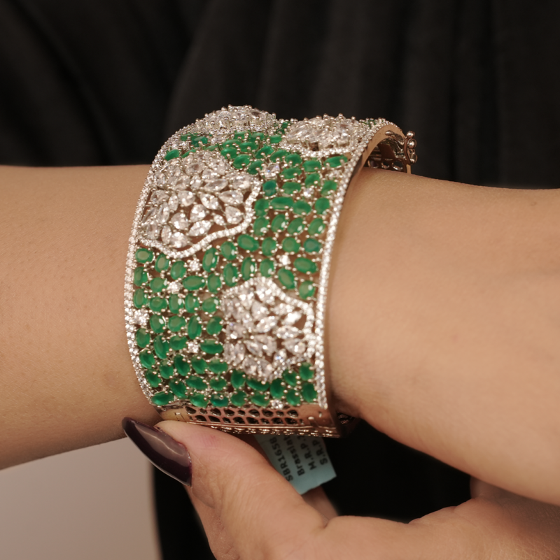 Green Rhodium-Plated Cubic Zirconia Bracelet - Image 2