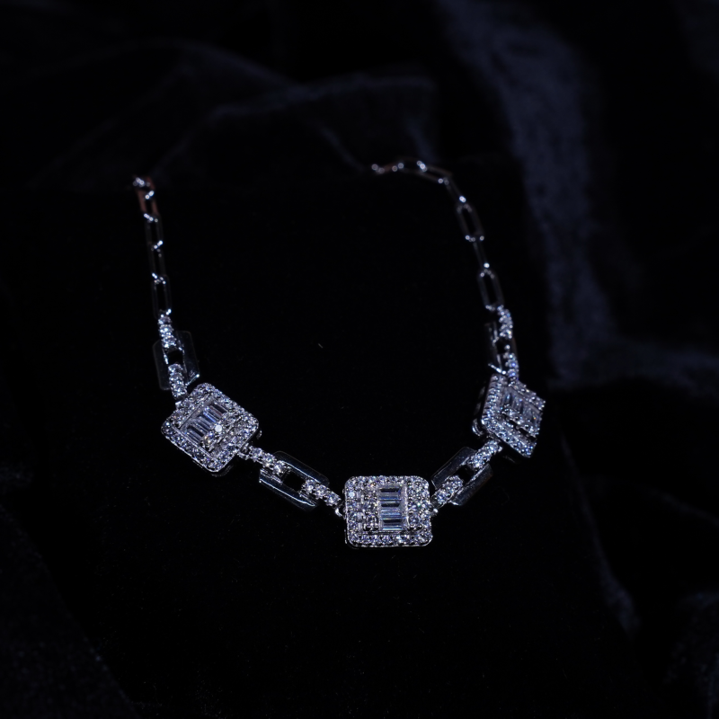 Rhodium-Plated American Diamond-Studded Necklace - Image 2