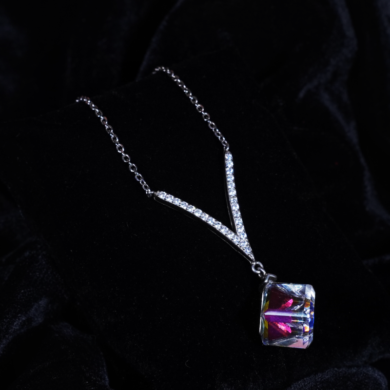 EVEVIC Color Changing Cubic Swarovski Crystal Pendant - Image 2