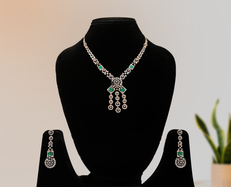 Green Long Necklace, Statement Celebrity Designer Necklace for Women