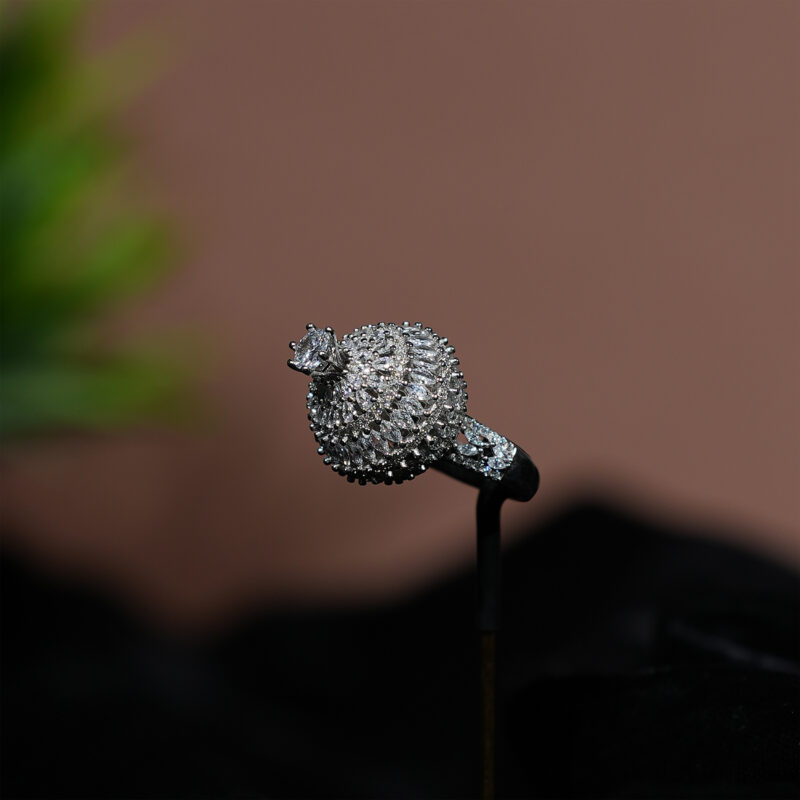 Embossed Stone Filled Ring - Image 2