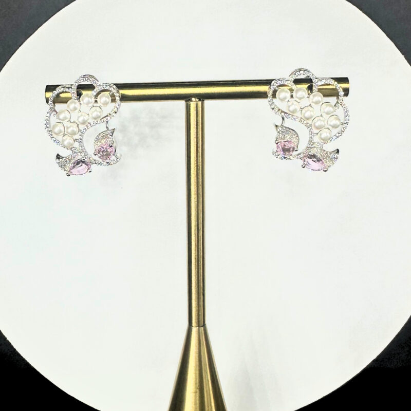Silver White Pearl Earrings Tag - 1111
