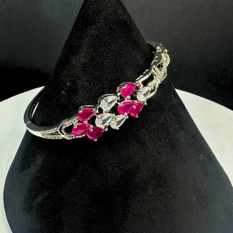 Silver Pink Stone Bracelet Tag - 2074 - Image 2