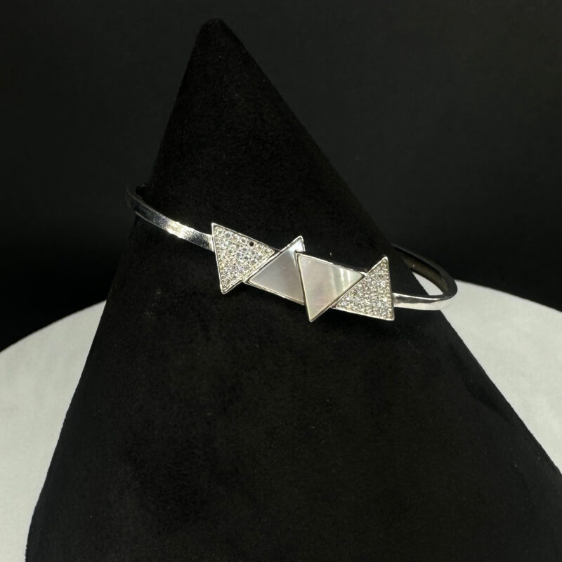 Silver Plated Royal Triangle Shaped Bracelet Tag - 1276 - Image 2