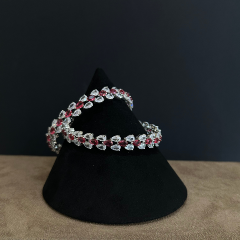 Silver Pink Bangle Tag - 796
