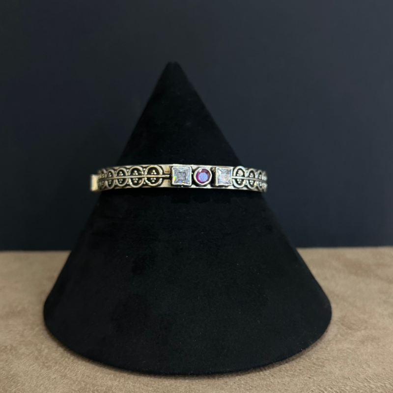 Silver Pink Stone Bangle Tag - 664 - Image 2